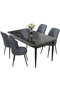 Hanah Home Juego de Comedor de 5 Piezas Negro Mármol y Humo
